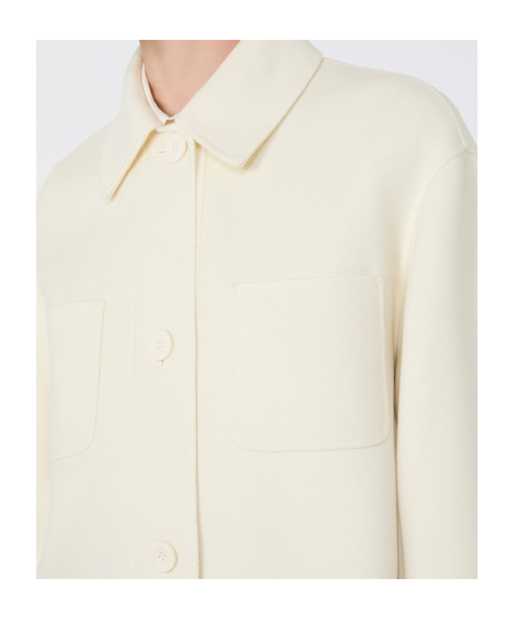 Max Mara Jacket In Wool, Cashmere And Silk Broadcloth In White