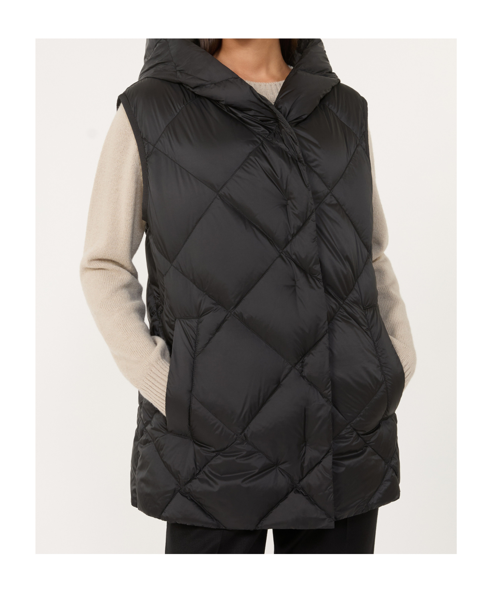 Weekend Max Mara Hooded Cotton Vest In Black