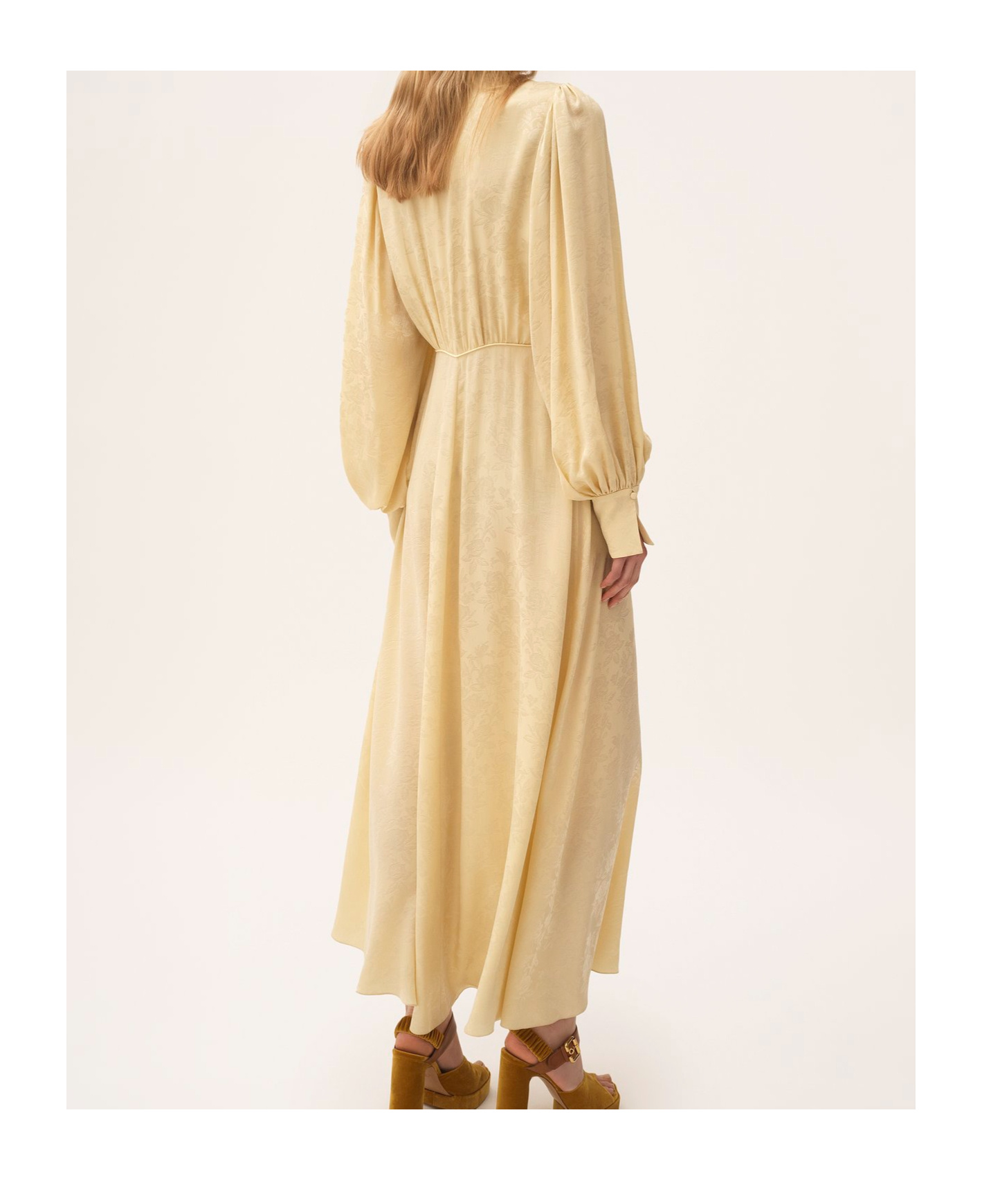 Chloé Pintucked Silk Crepe De Chine Midi Dress In Gray