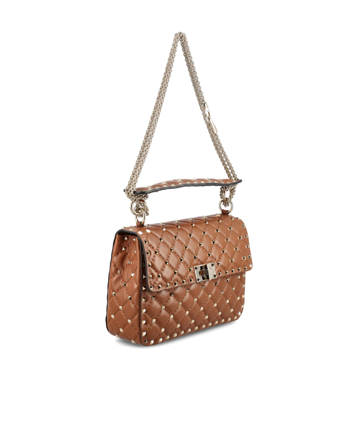Valentino Medium Shoulder Bag Spike Rockstud In Brown