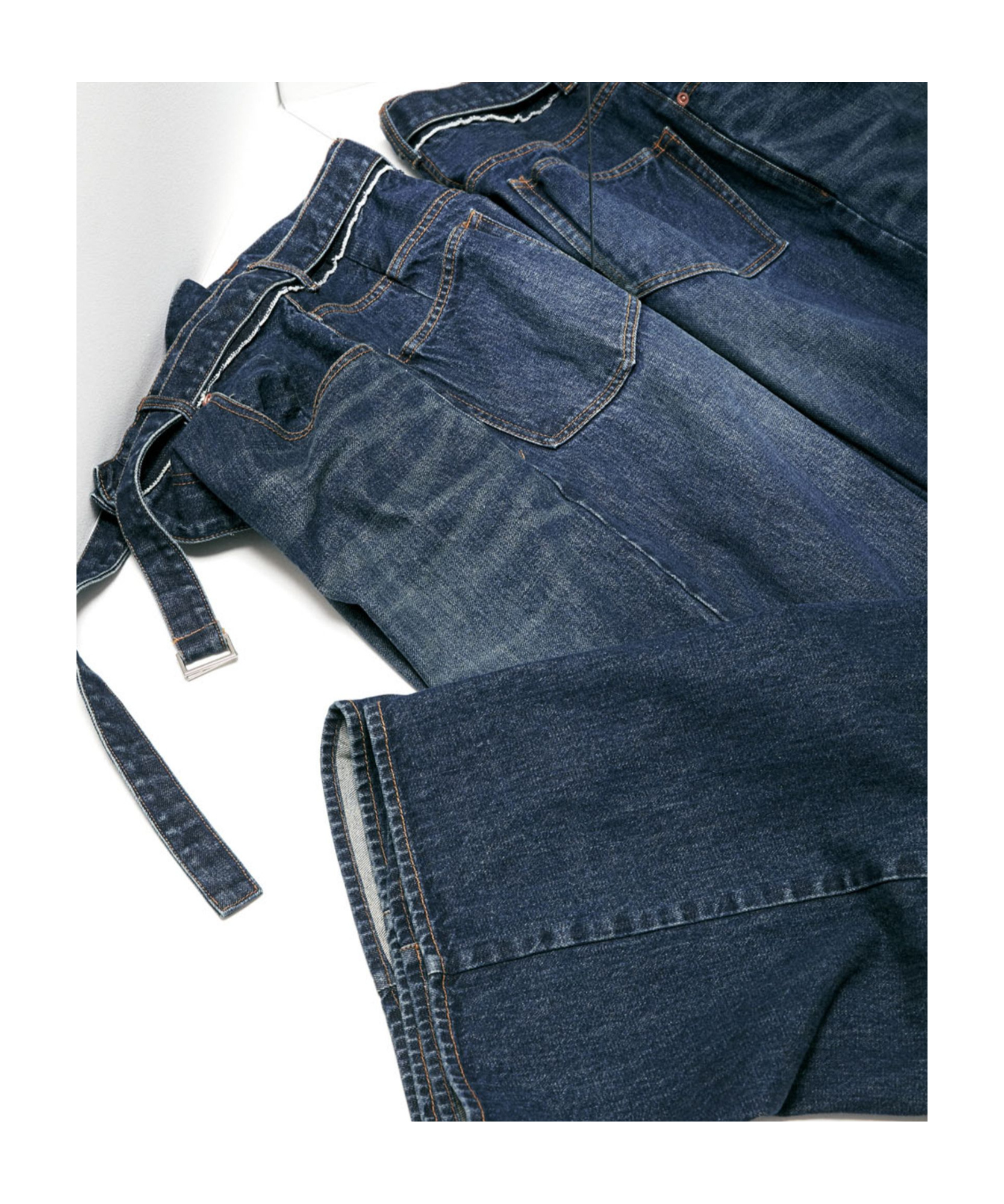 Sacai Belted High-rise Wide-leg Jeans In Blue