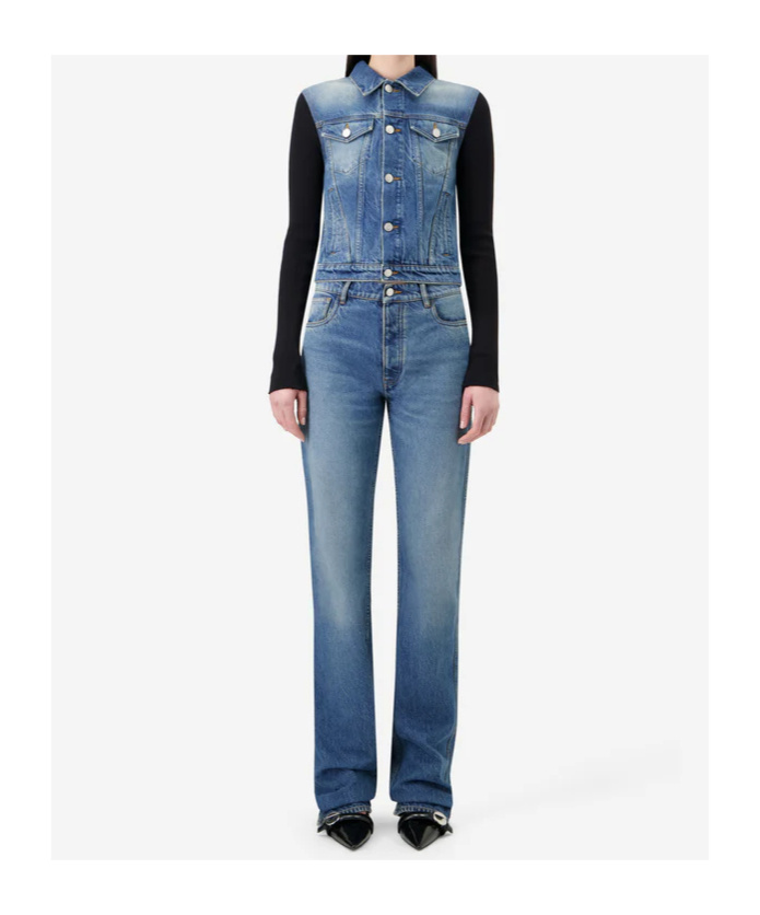 Coperni Patchwork Denim Jacket In Blue