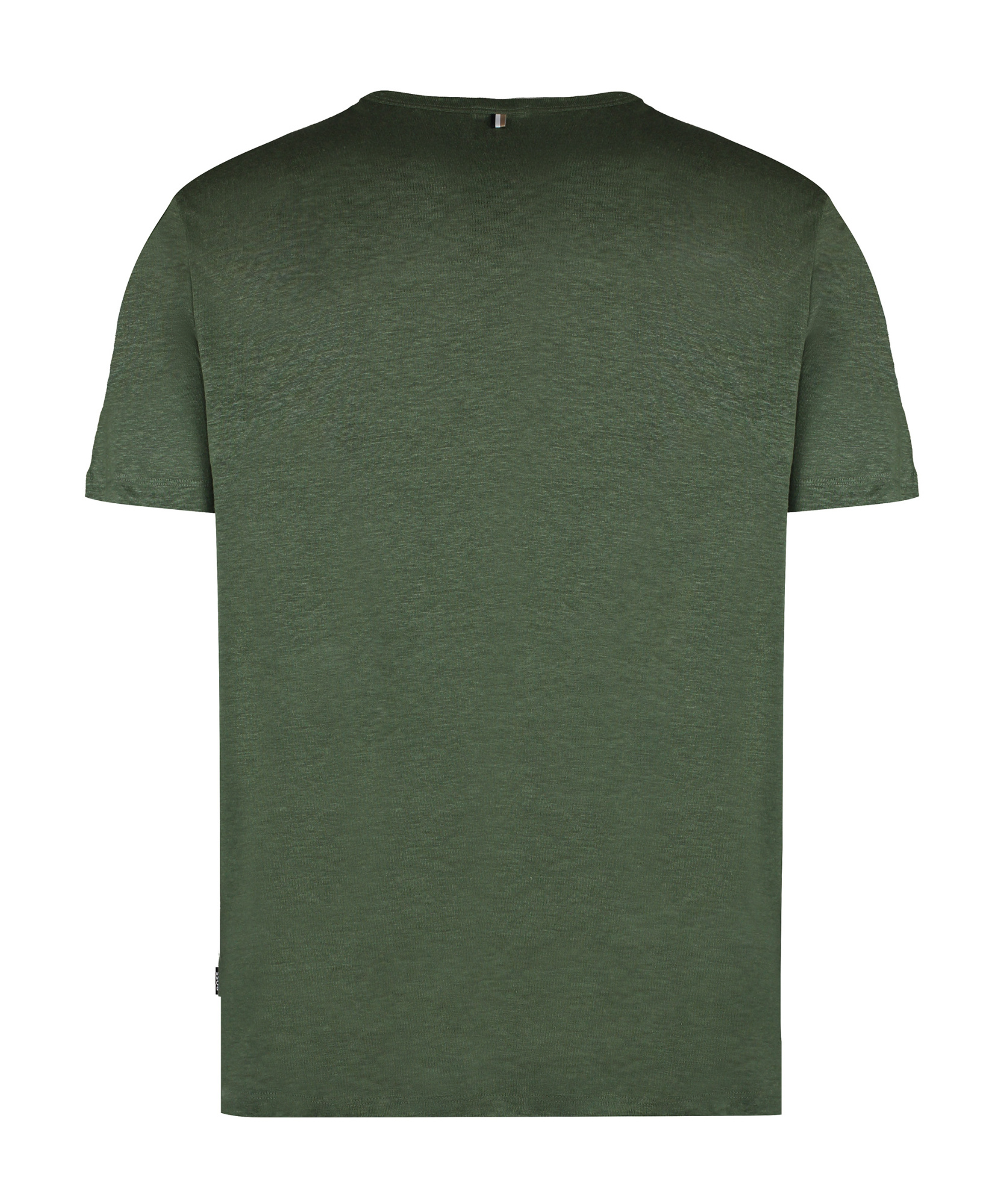 Hugo Boss Round-neck Linen T-shirt In Green