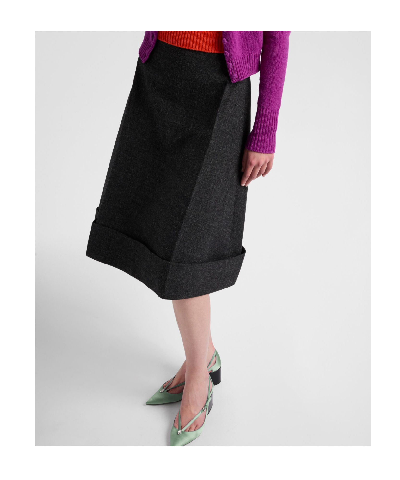 Prada Midirock Im Vintage-look Mit Schnellstich In Gray