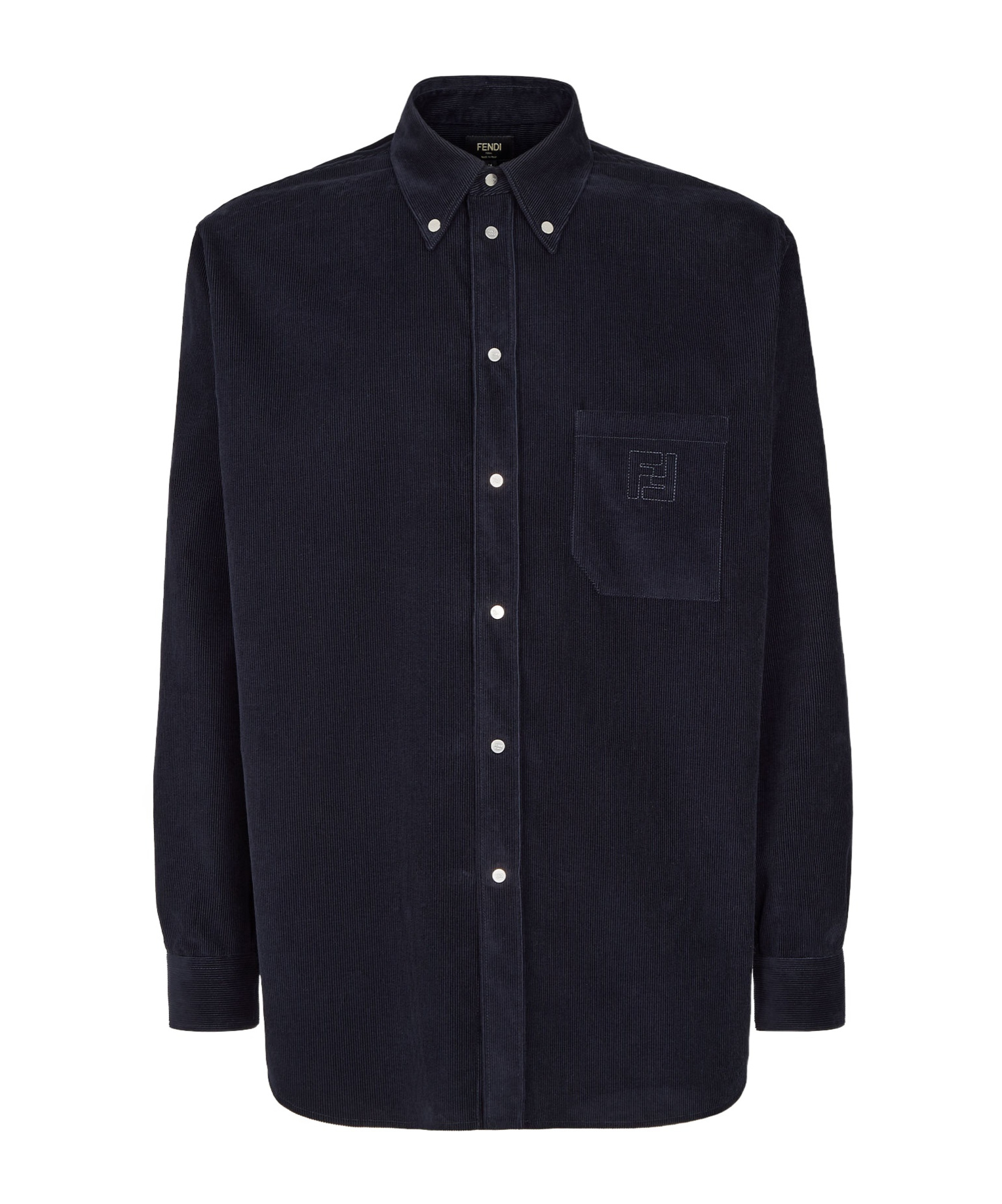 Fendi Corduroy Long-sleeved Shirt In Black