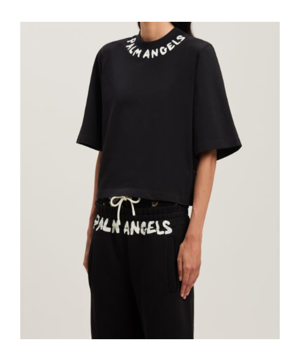 Palm Angels Ogo Crop T-shirt In Black