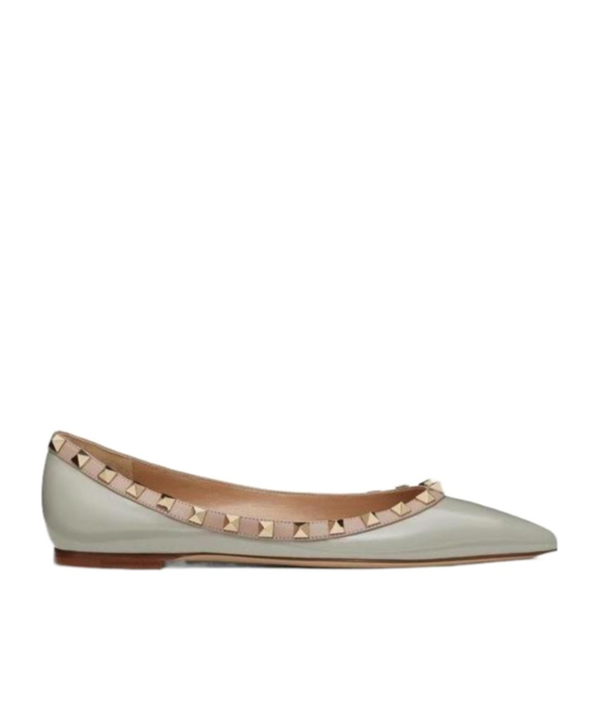 Valentino Rockstud Ballerina Shoes In Gray