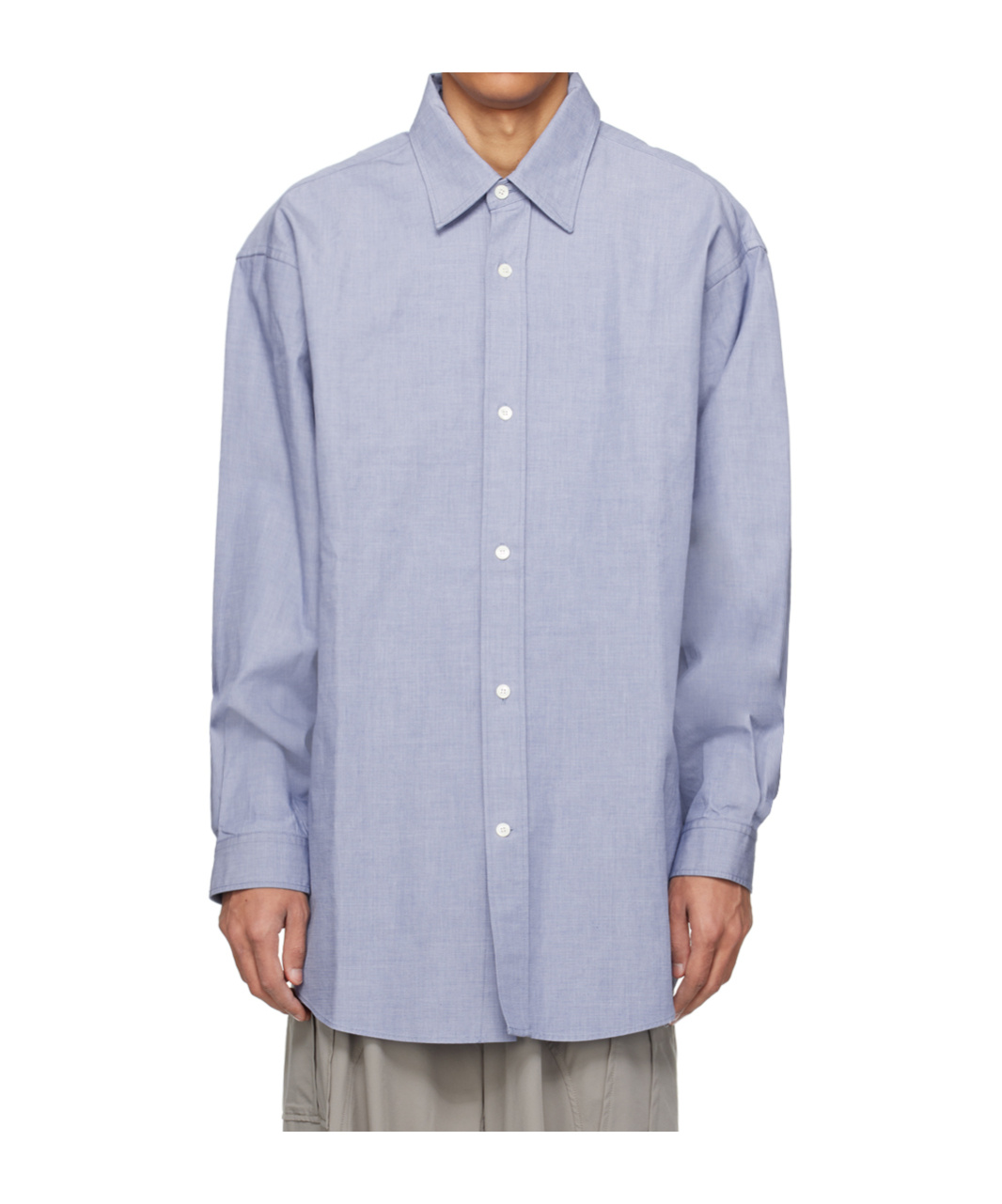 Hed Mayner Blue Twin Pleats Shirt In Gray