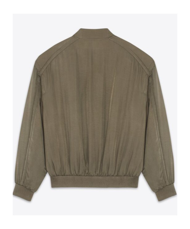 Saint Laurent Zipped Bomber Jacket In Green