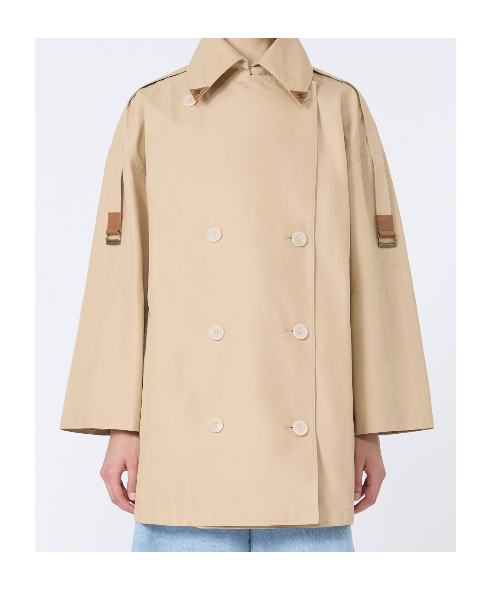 Max Mara Double-breasted Water-repellent Gabardine Trench Coat In Nude