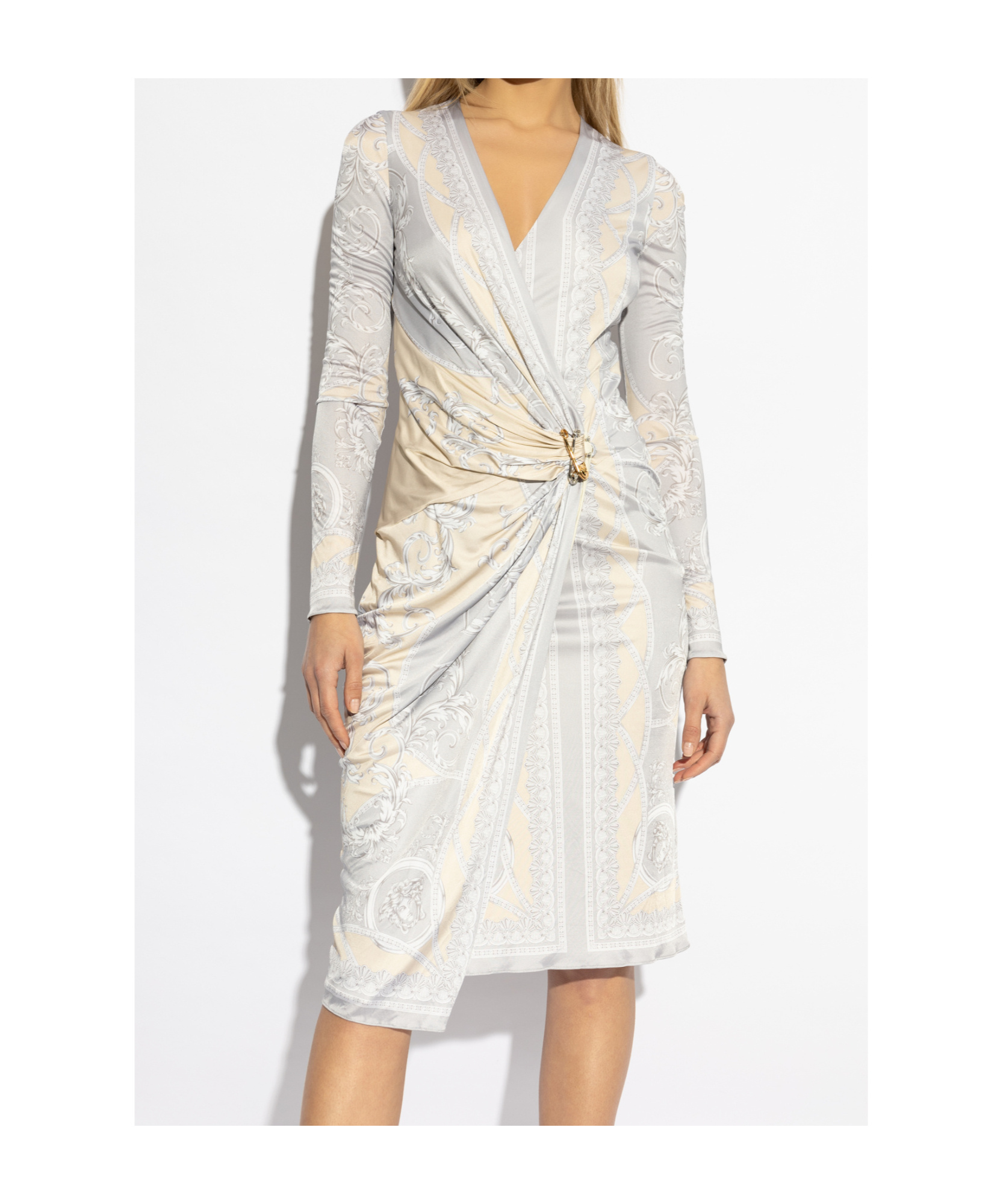 Versace Coupe Des Dieux-print Midi Dress In White