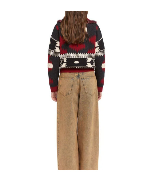 Alanui Icon Jacquard Fringe Cardigan In Red