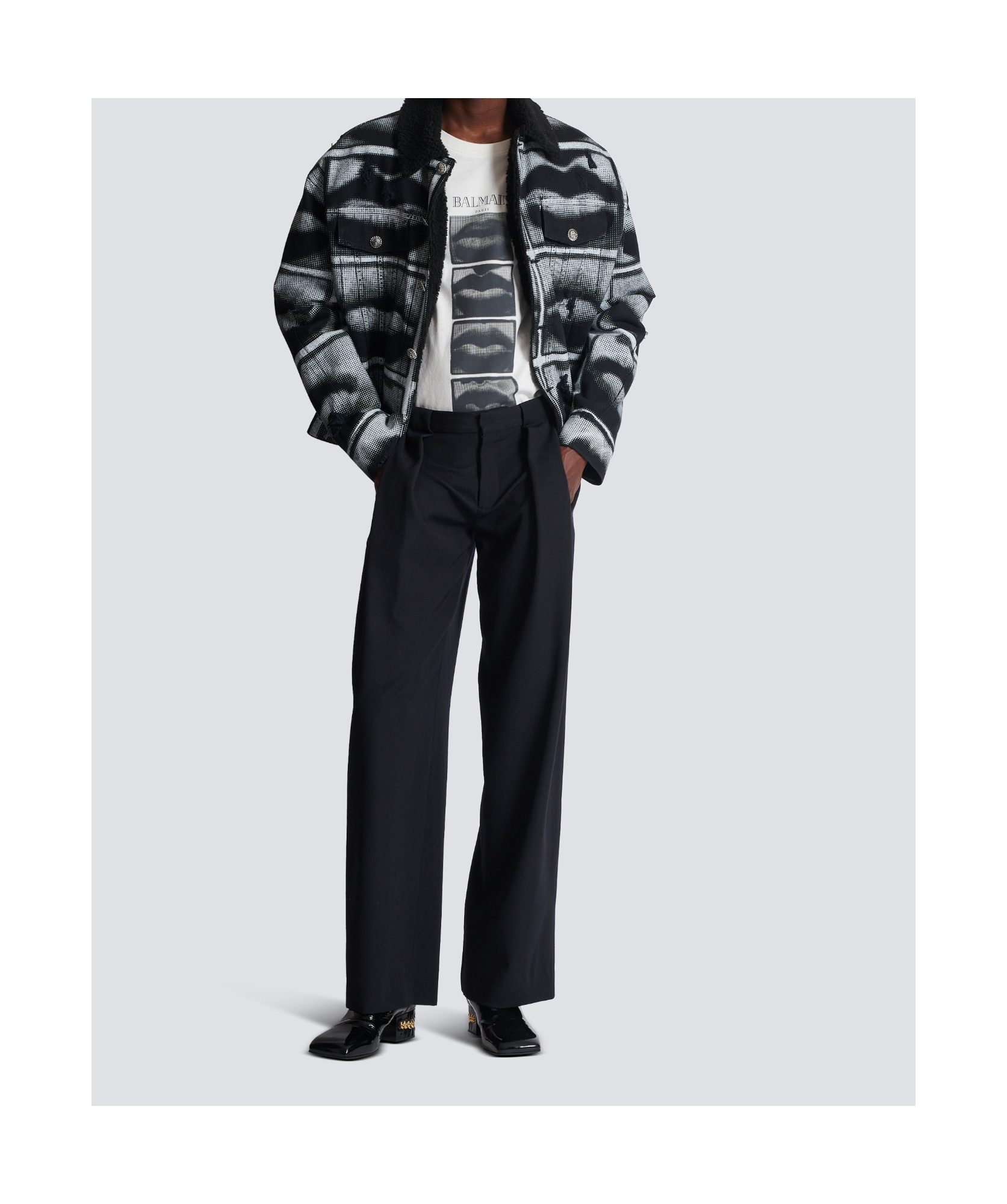 Balmain Straight Leg Pleated Pants With Pockets And Belt Loops In Black