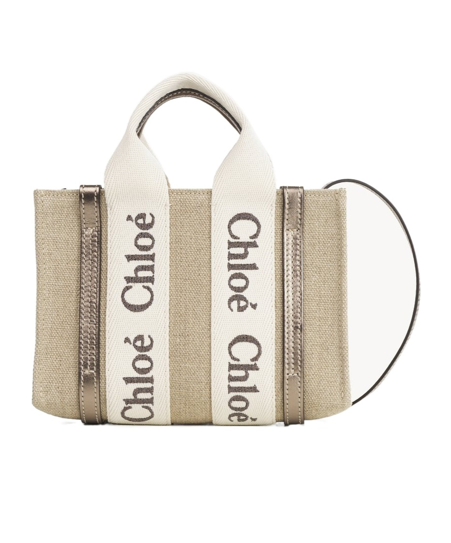 Shop Chloé Mini Woody Tote Bag In White