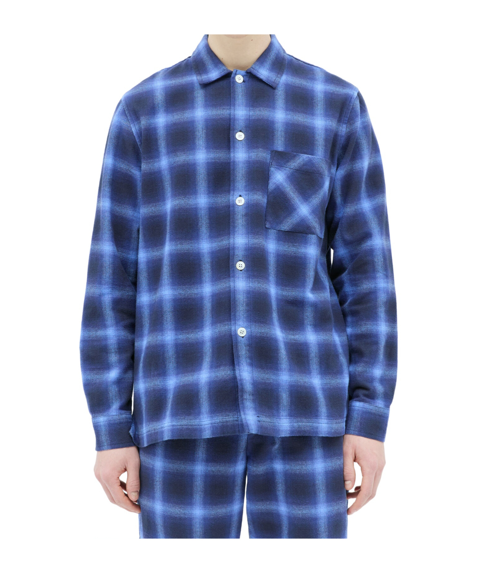 Tekla Checked Pajamas Shirt In Blue