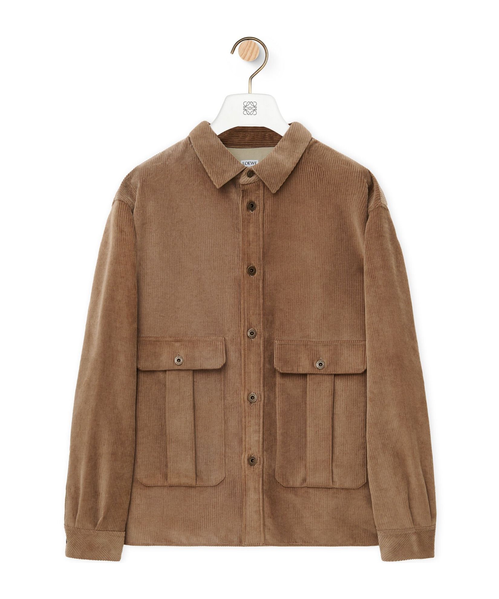 Loewe Buttoned Long-sleeved Overshirt In Brown