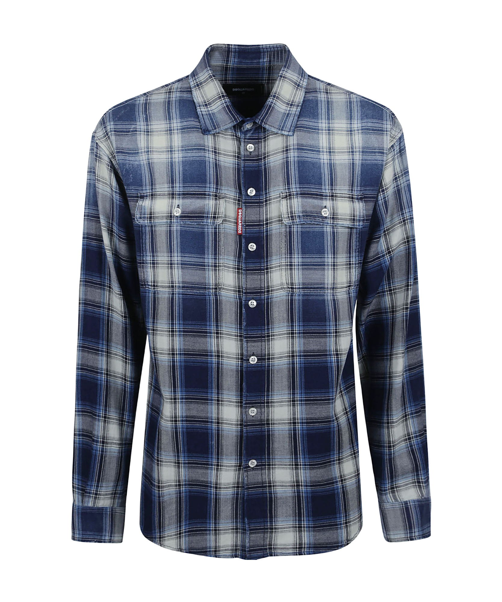 Dsquared2 Checked Pattern Shirt With Pockets And Collar In Gray