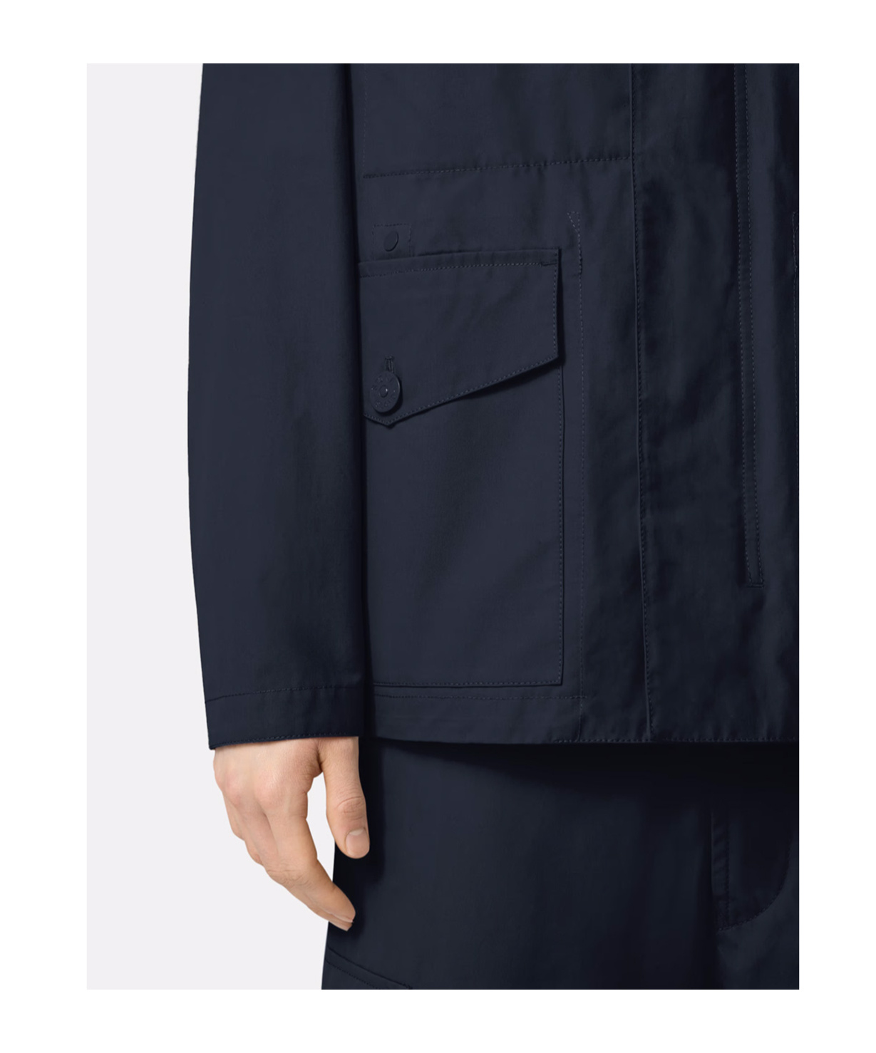 Stone Island Blazer With Natural Weather Barrier And Two-way Zip In Navy Blue