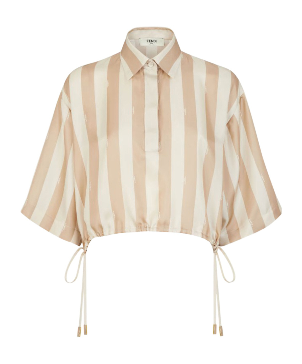 Fendi Pequin Stripes Cropped Shirt In Nude