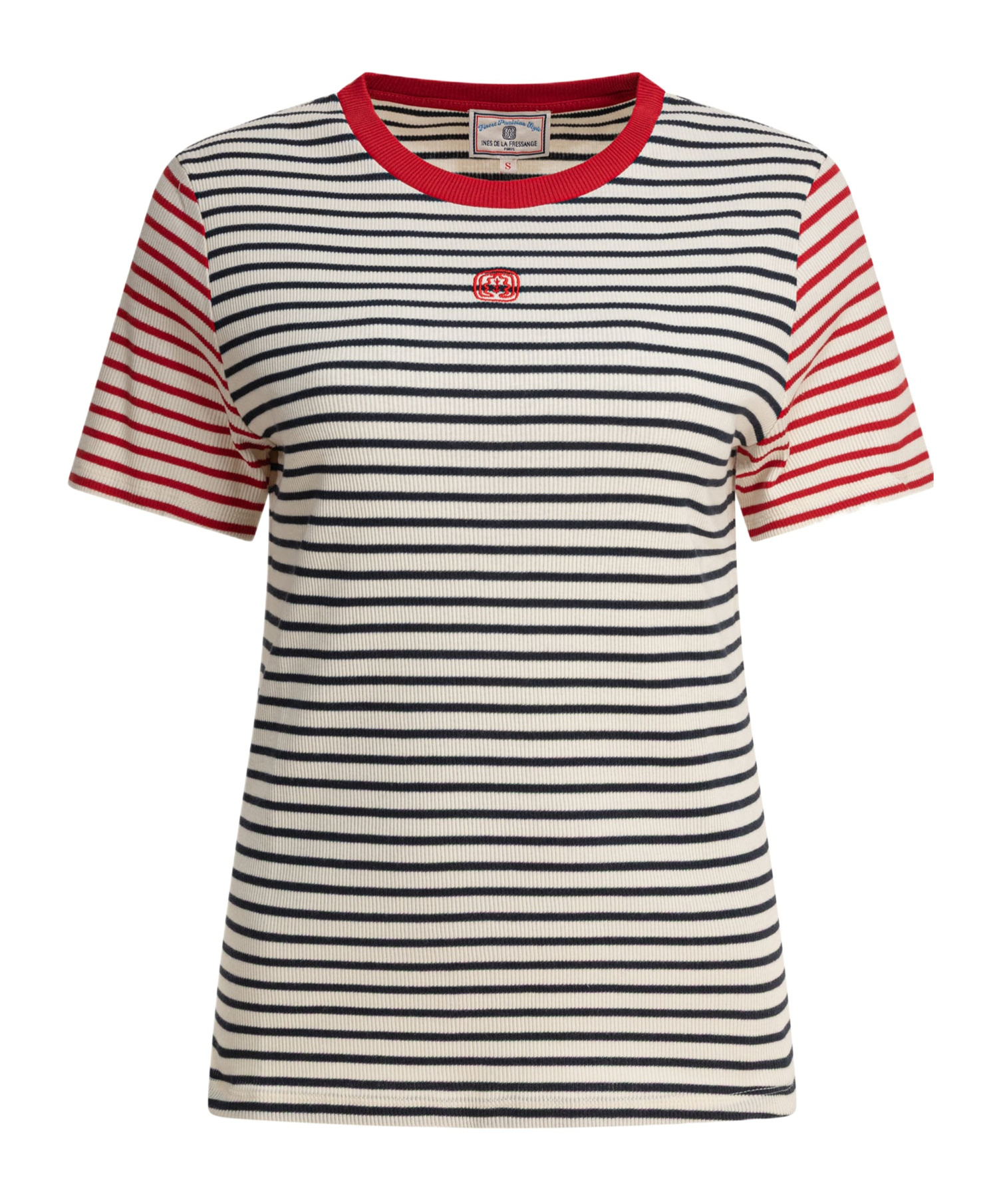 Ines De La Fressange Striped Ribbed Top In Black