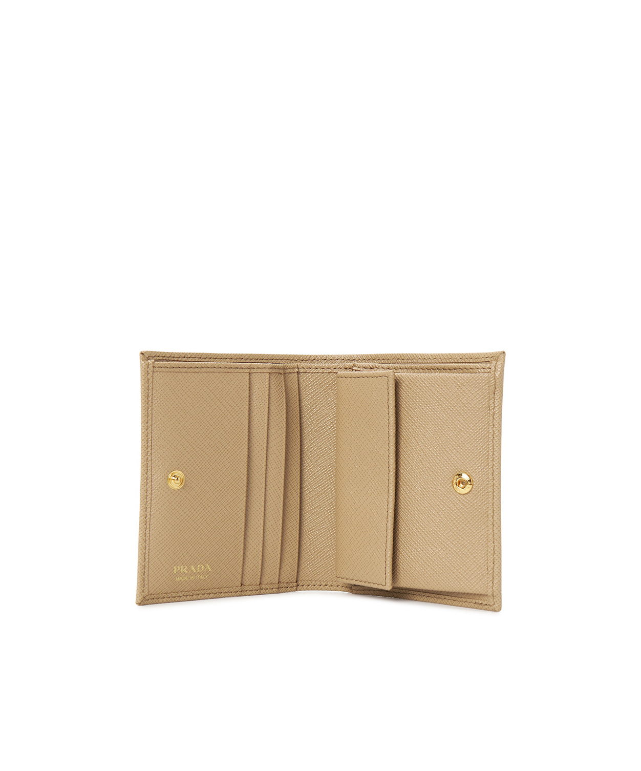 Prada Small Triangle-logo Plaque Leather Wallet In Nude