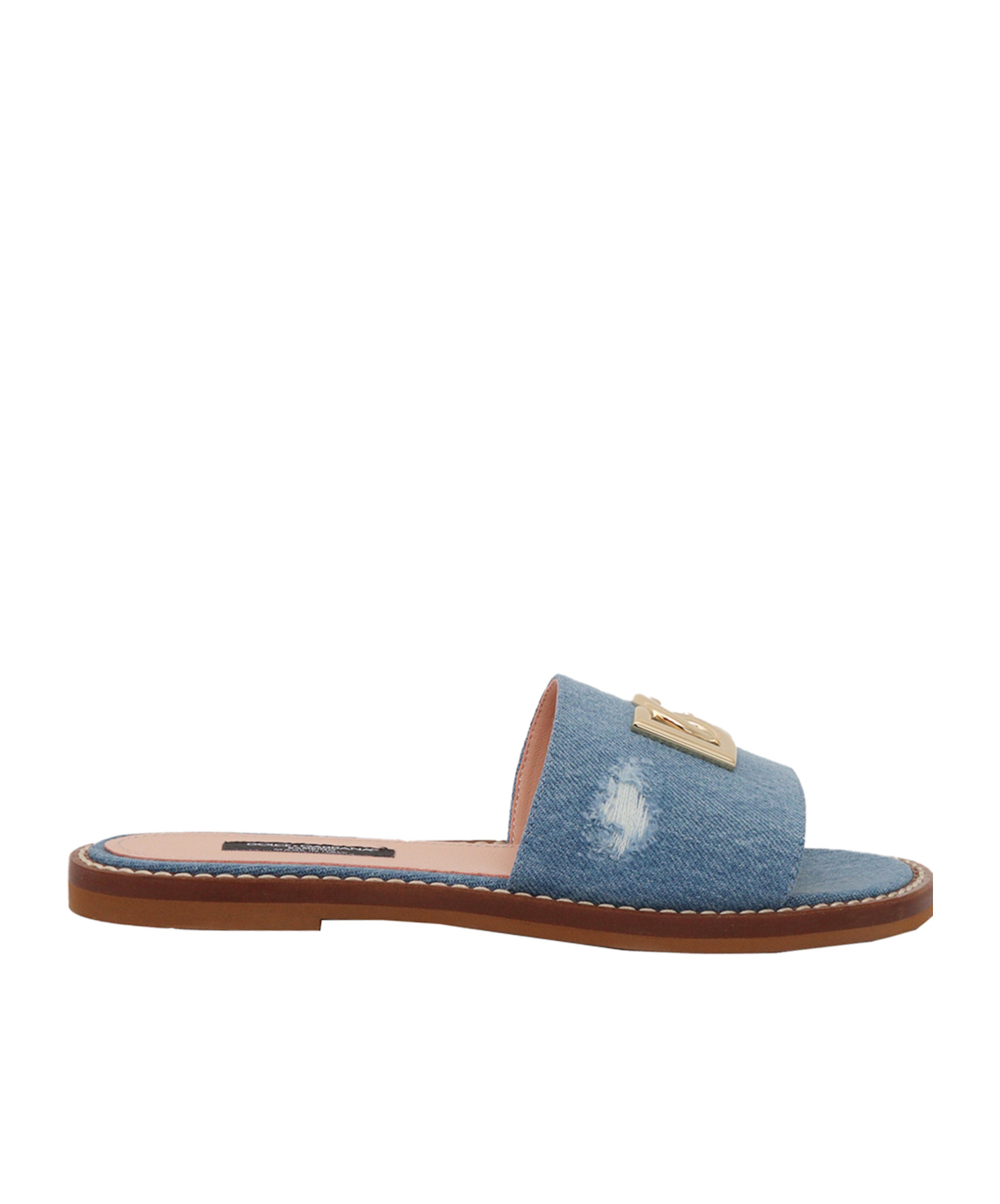 Dolce & Gabbana Dolce Gabbana Kids Dg Logo Flat Denim Sliders In Blue