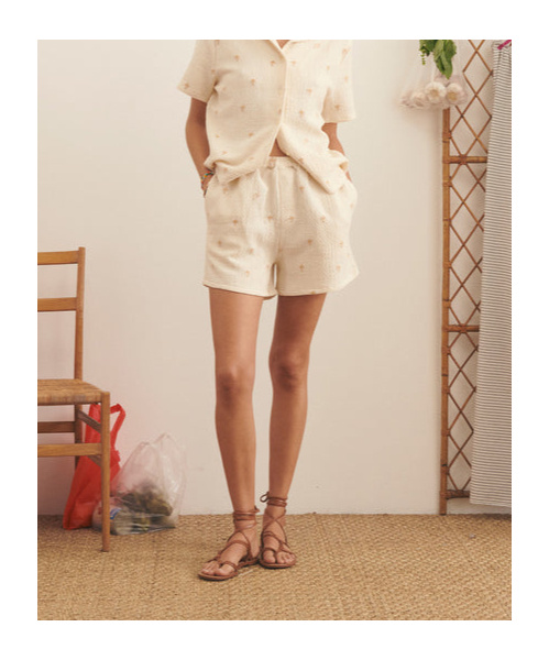 Maison Labiche Vermenouze Cotton Gauze Shorts In Neutral