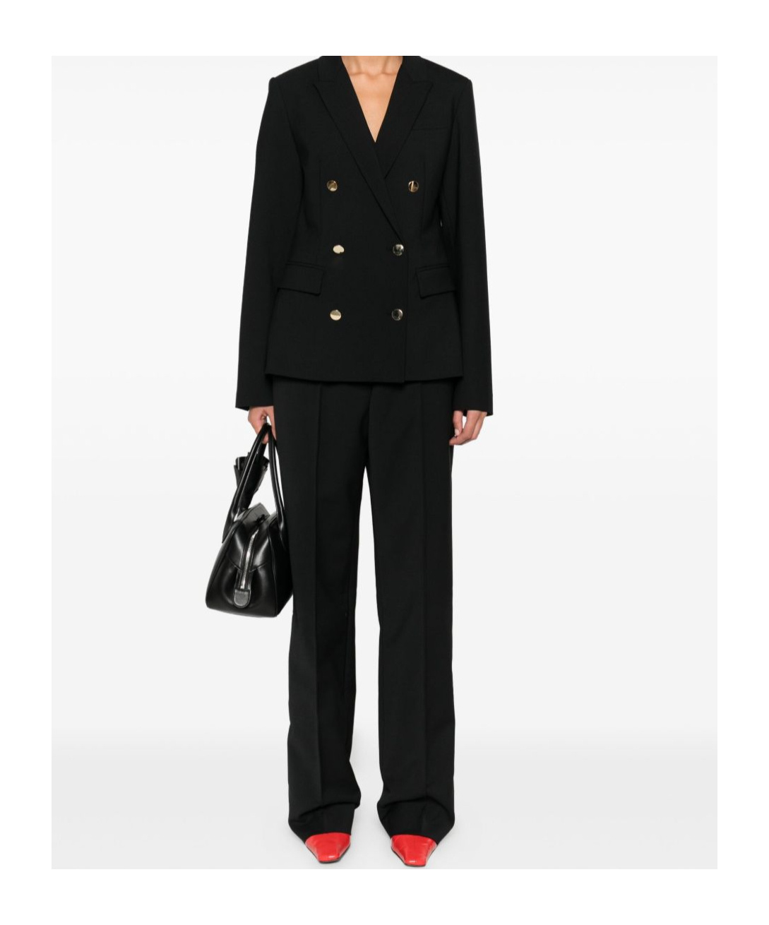 Semicouture Tailored Double-breasted Blazer With Gold-tone Buttons In Black
