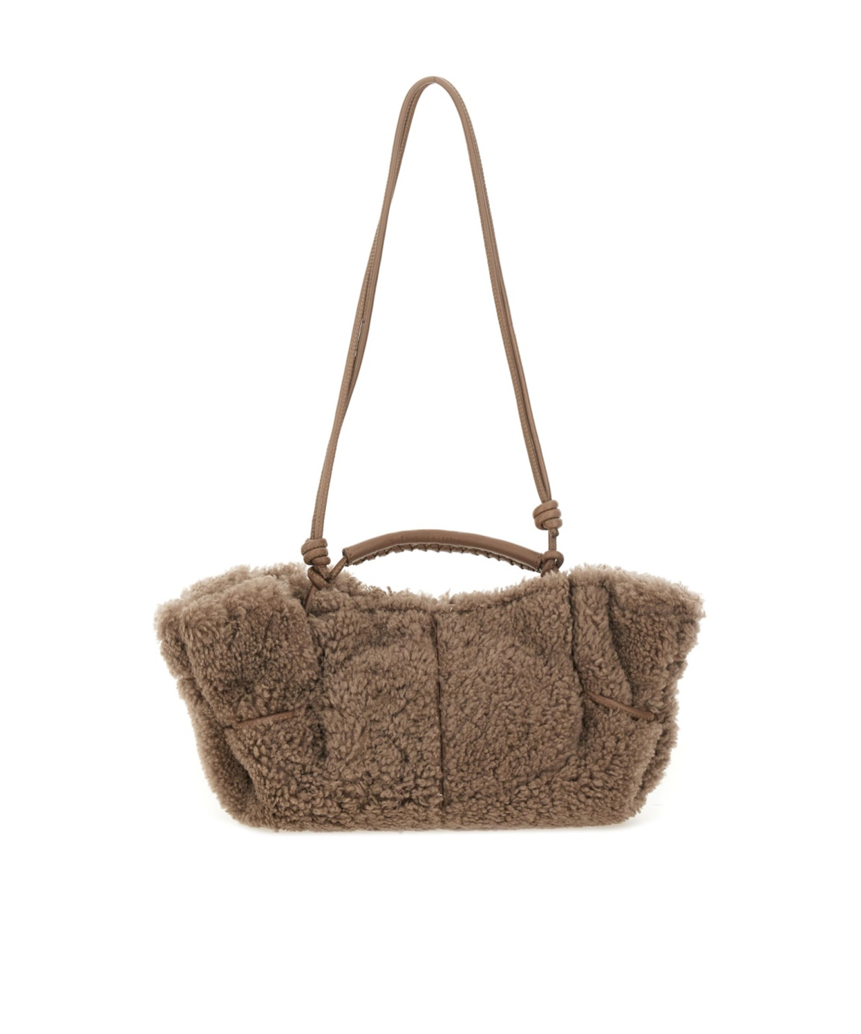 Hereu Textured Shoulder Bag Knotted Strap In Brown