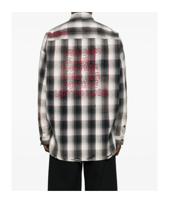 Miharayasuhiro Maison Mihara Yasuhiro Grey Checked Shirt With Distressed Finish In Gray