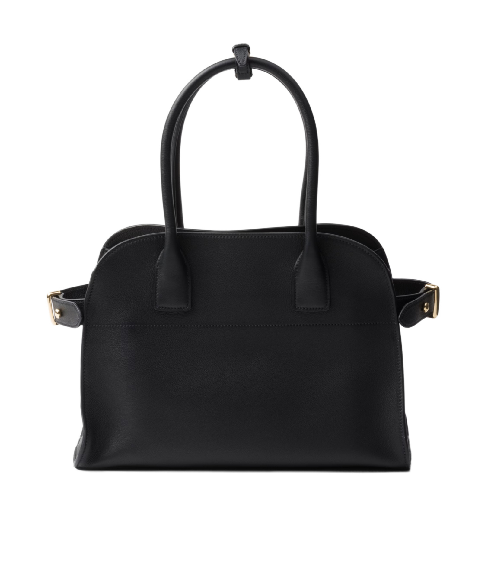 Prada Soft Grain Leather Shoulder Bag In Black