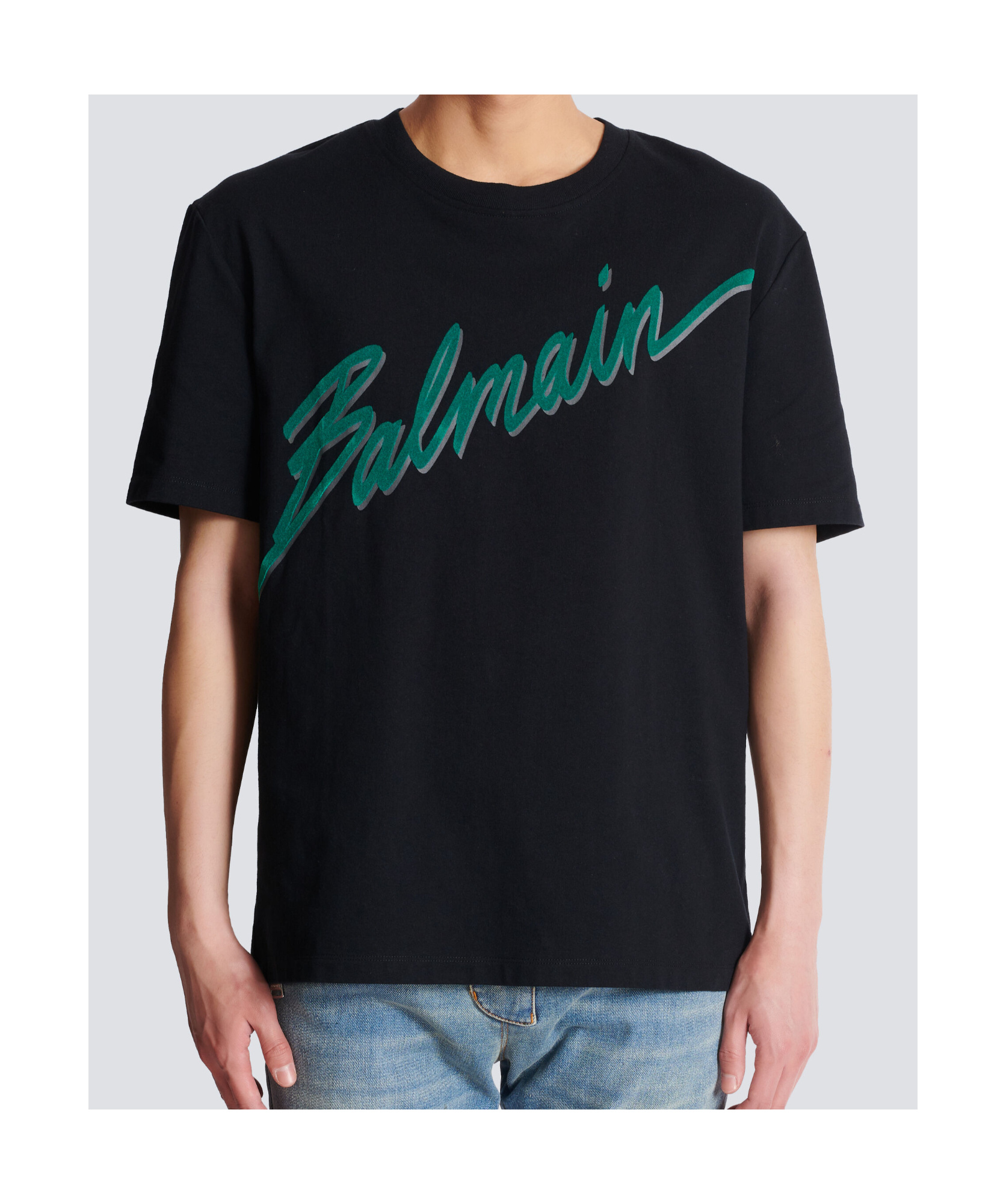 Shop Balmain Lettre Flocked T-shirt