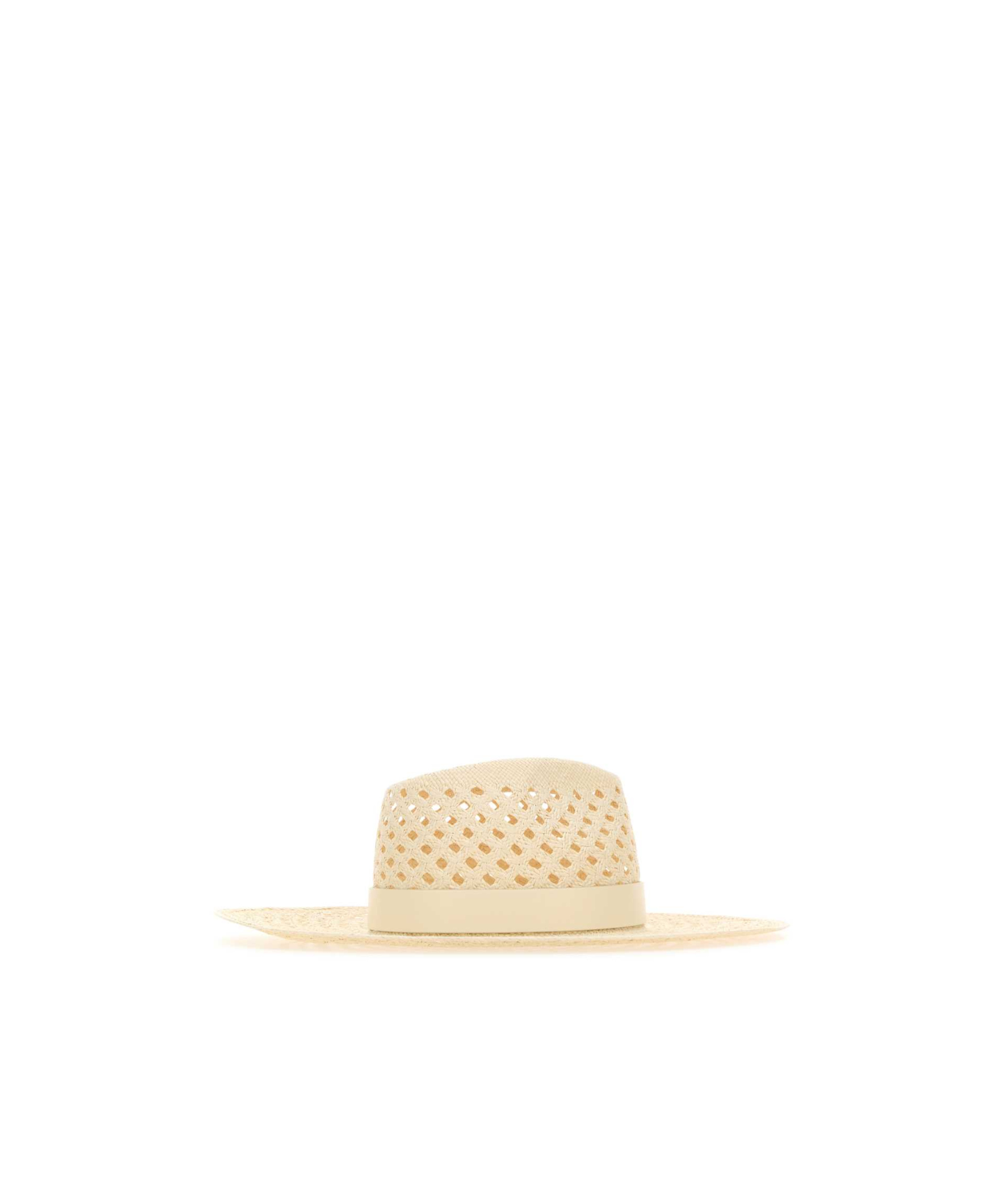 Valentino Vlogo Signature Straw Fedora Hat In Nude