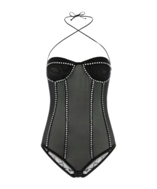 Shop Oseree Gem-embellished Bodysuit