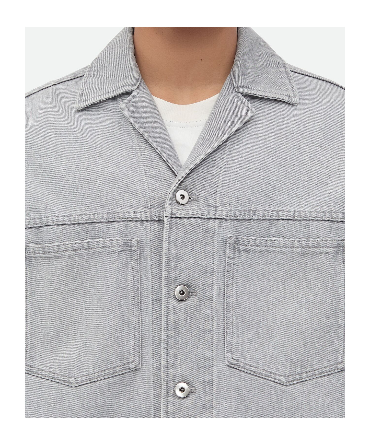 Bottega Veneta Light Grey Washed Denim Shirt In Multicolor