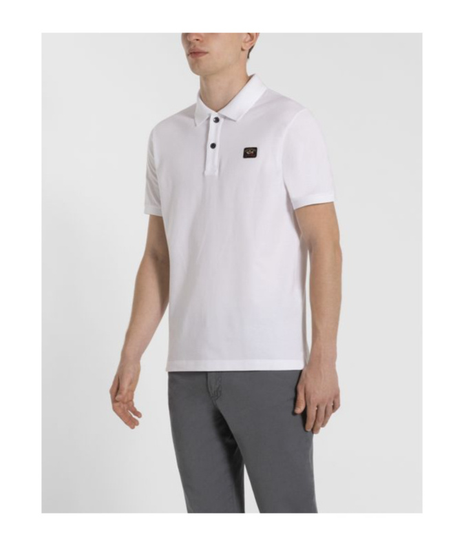 Shop Paul & Shark Polo Shirt With Logo Patch In White