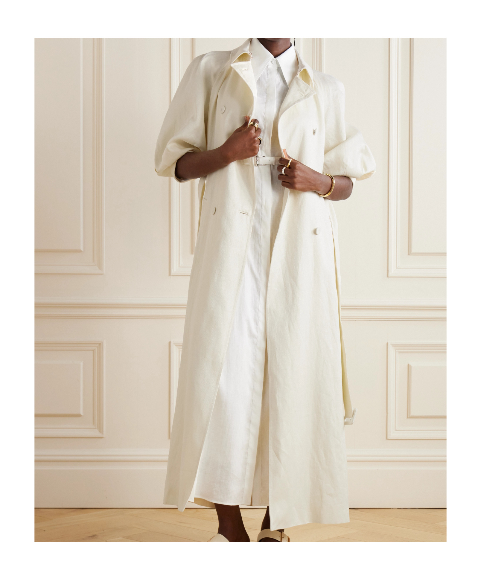 Gabriela Hearst Double-breasted Trench Coat In White