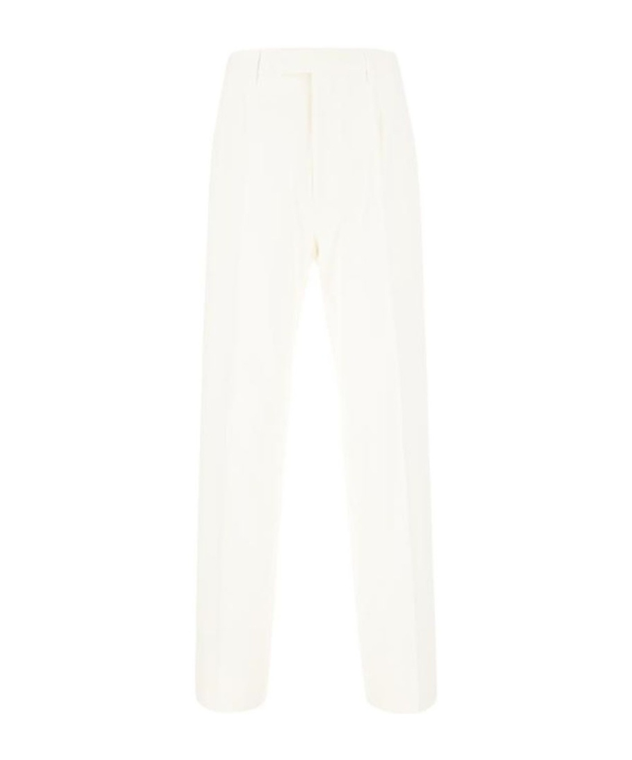 Shop Zegna Cotton Straight Trousers In White