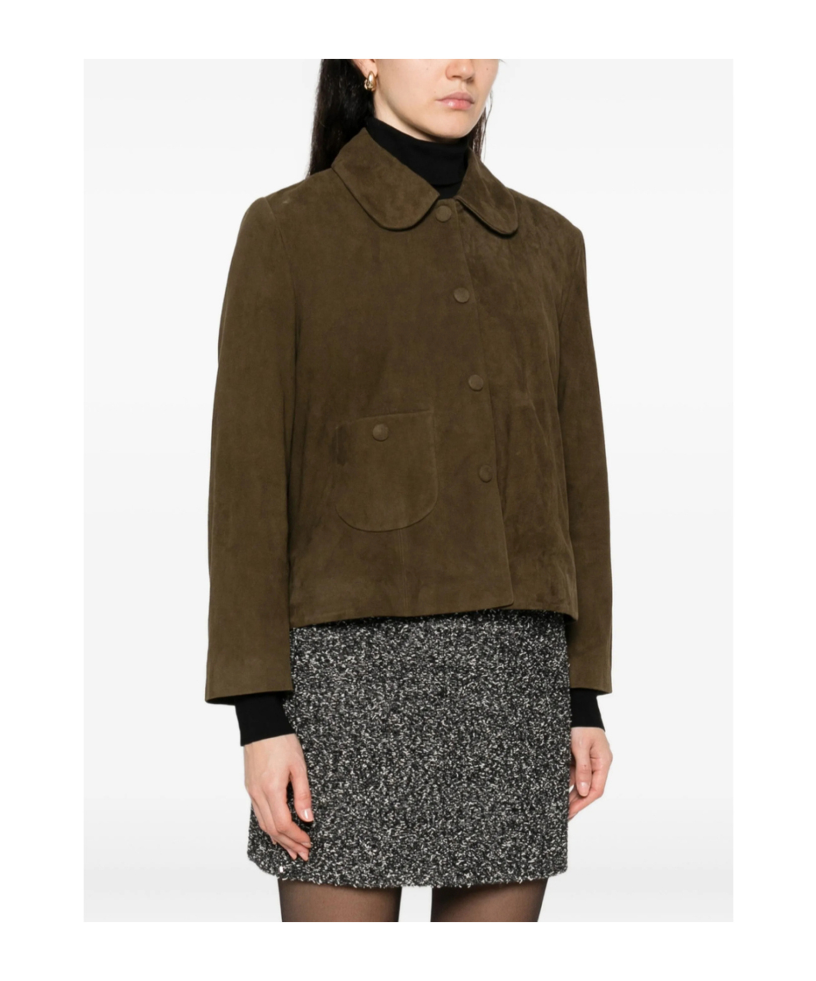 Bash Button-front Leather Jacket In Green