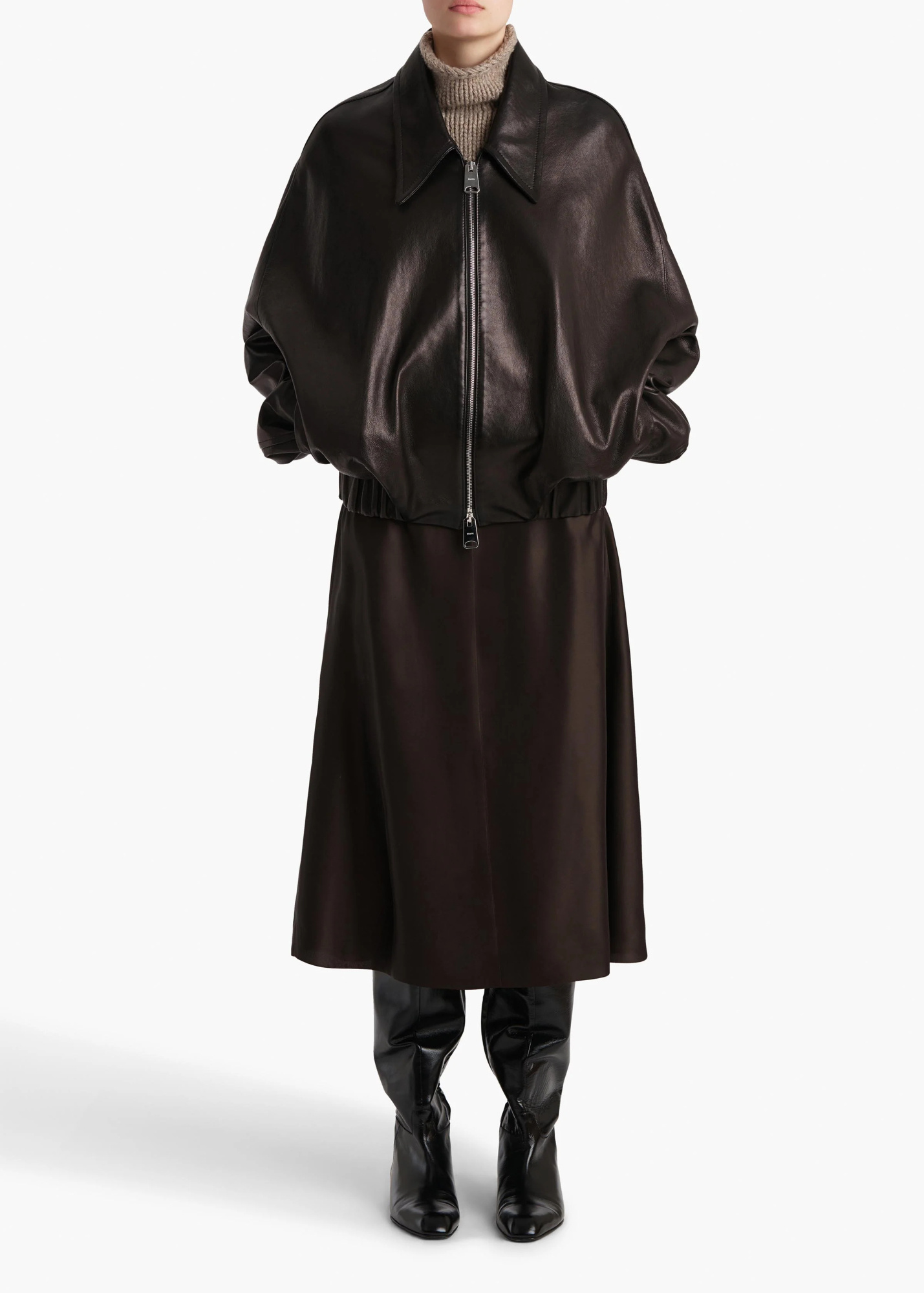 Khaite Odin Zip-front Leather Jacket In Black