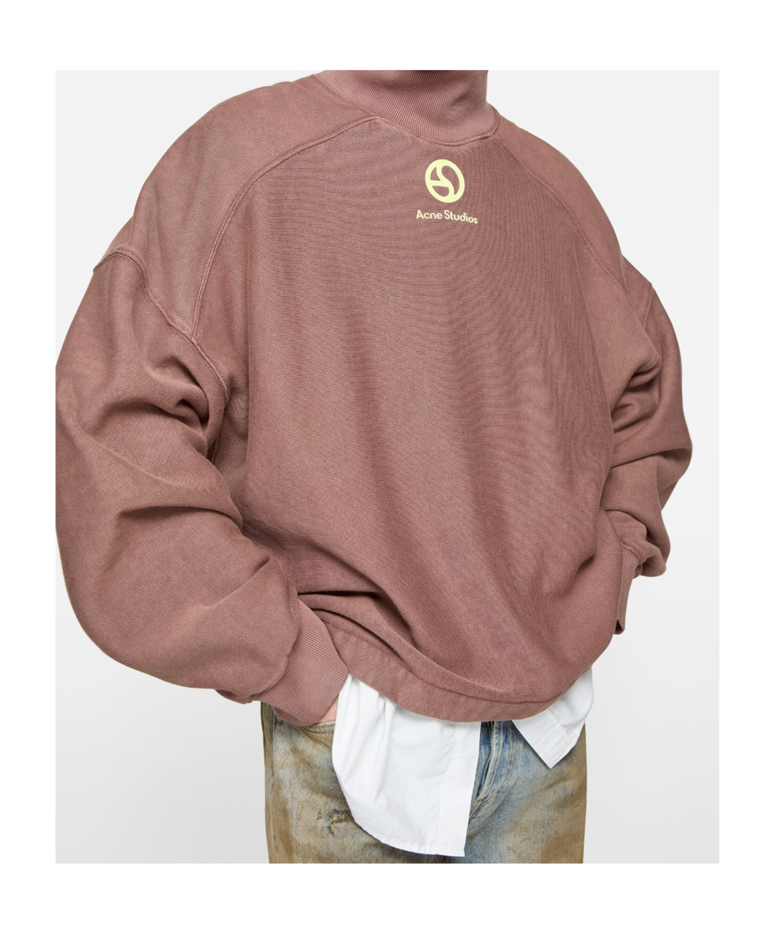 Acne Studios Logo Turtleneck Sweater In Brown