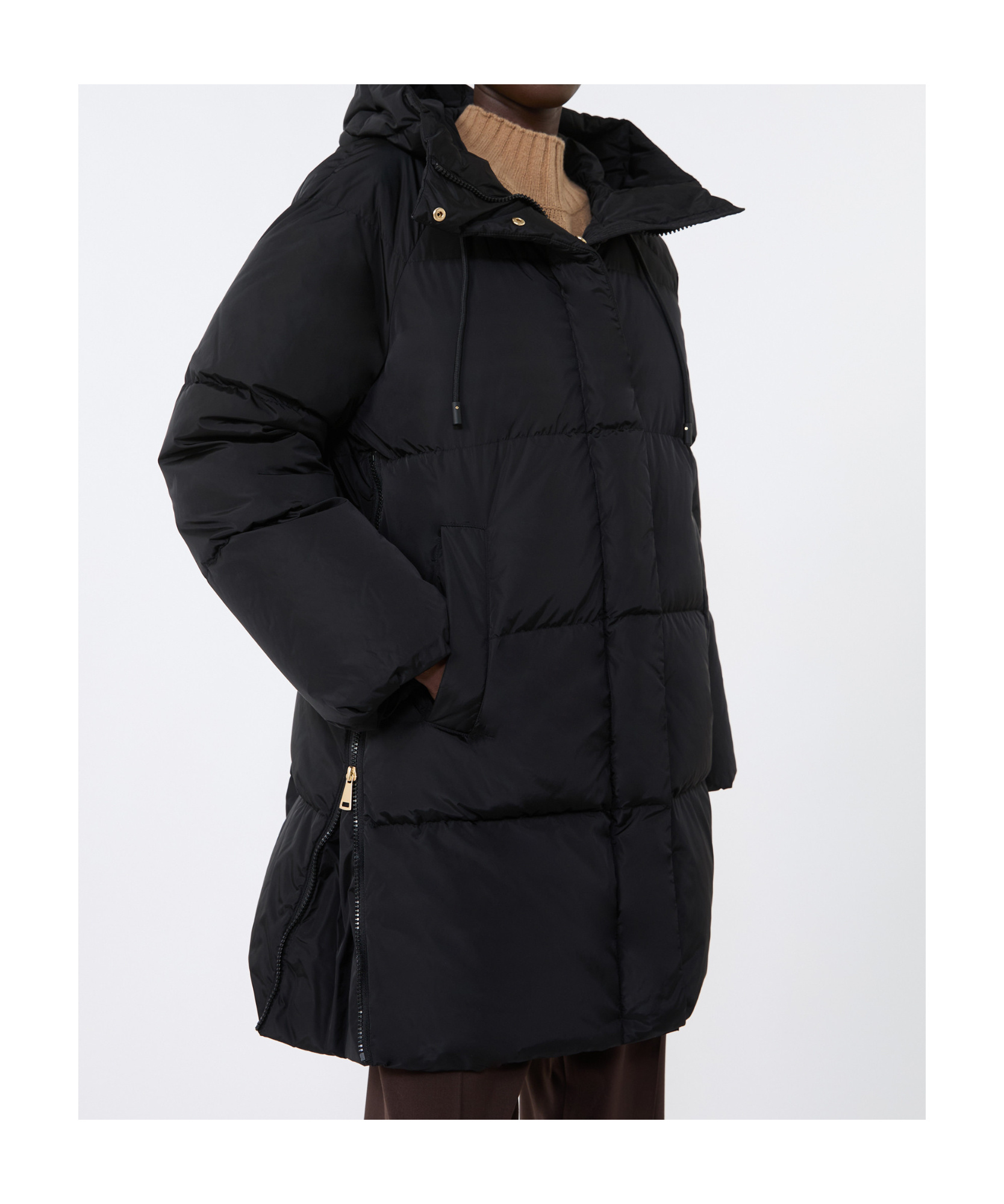 Weekend Max Mara Long-sleeved Parka Coat In Black