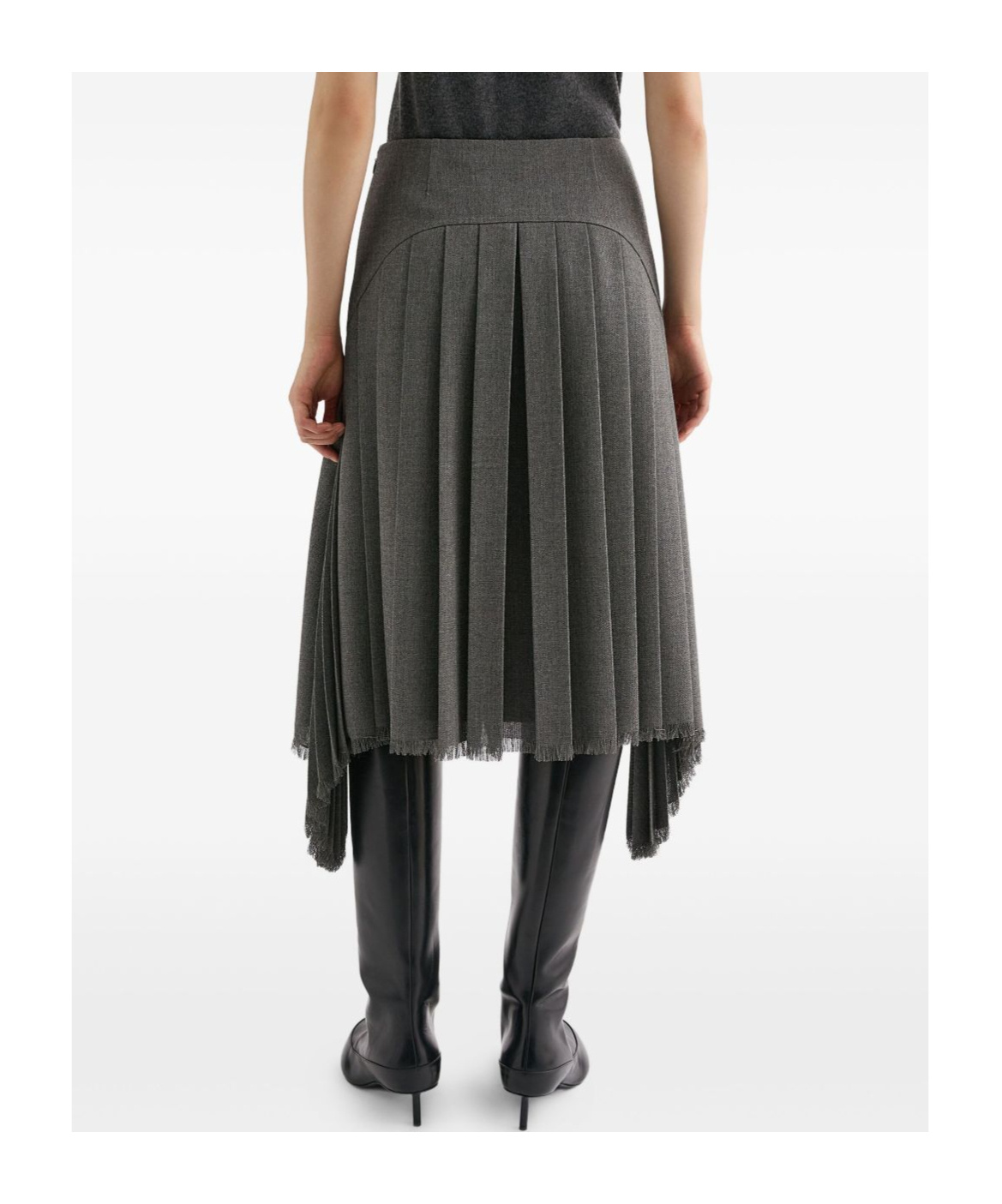Jil Sander Pleated Midi Skirt In Gray