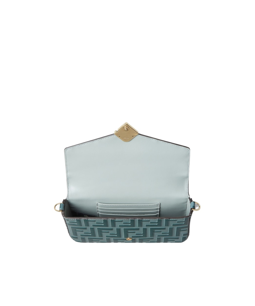 Fendi Green And Matcha Green Leather Wallet In Blue