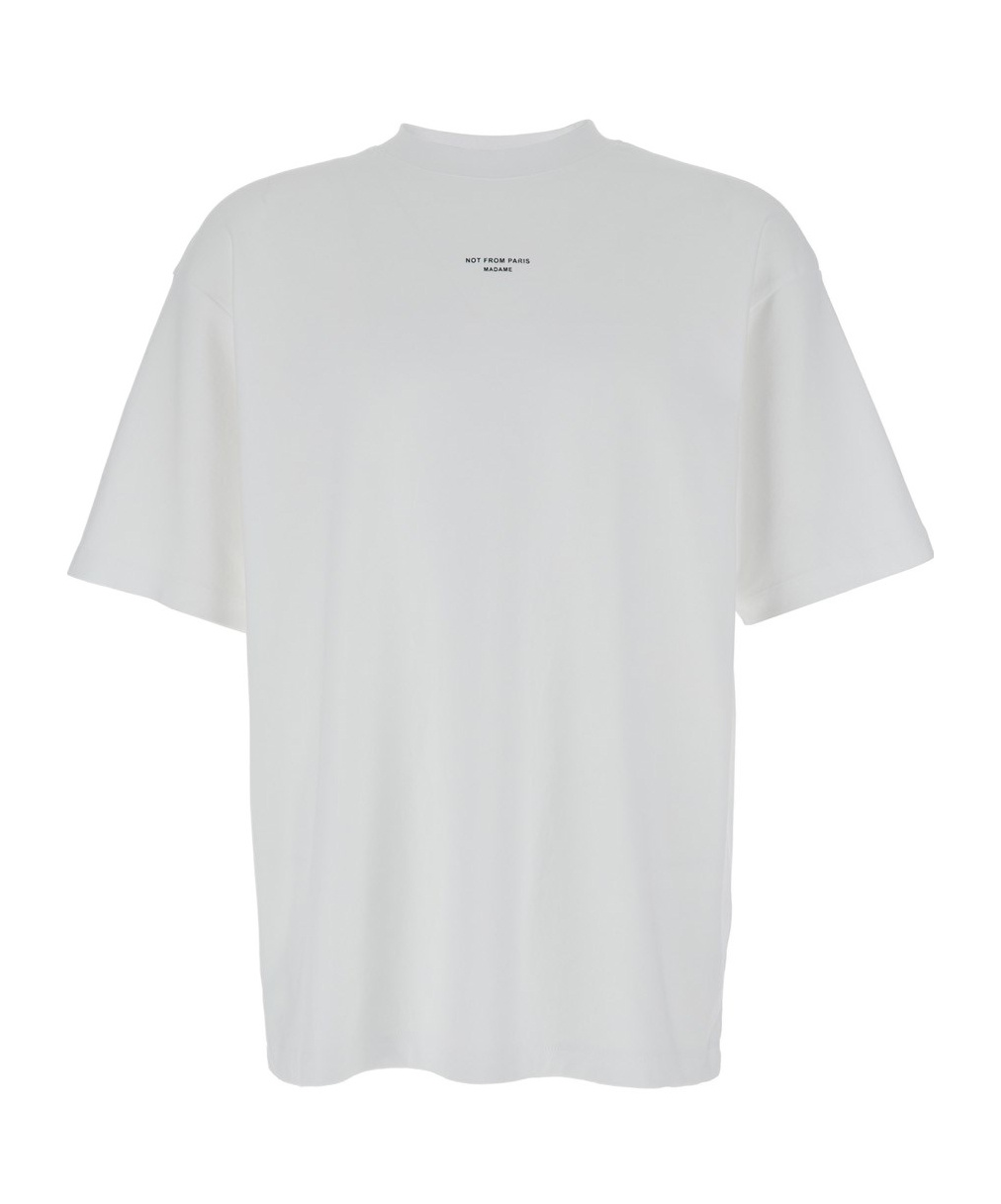 Drôle De Monsieur 'slogan Classique' White Classic T-shirt With Logo Print In White