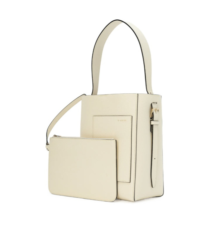 Valextra Small Bucket Bag With Seal In White