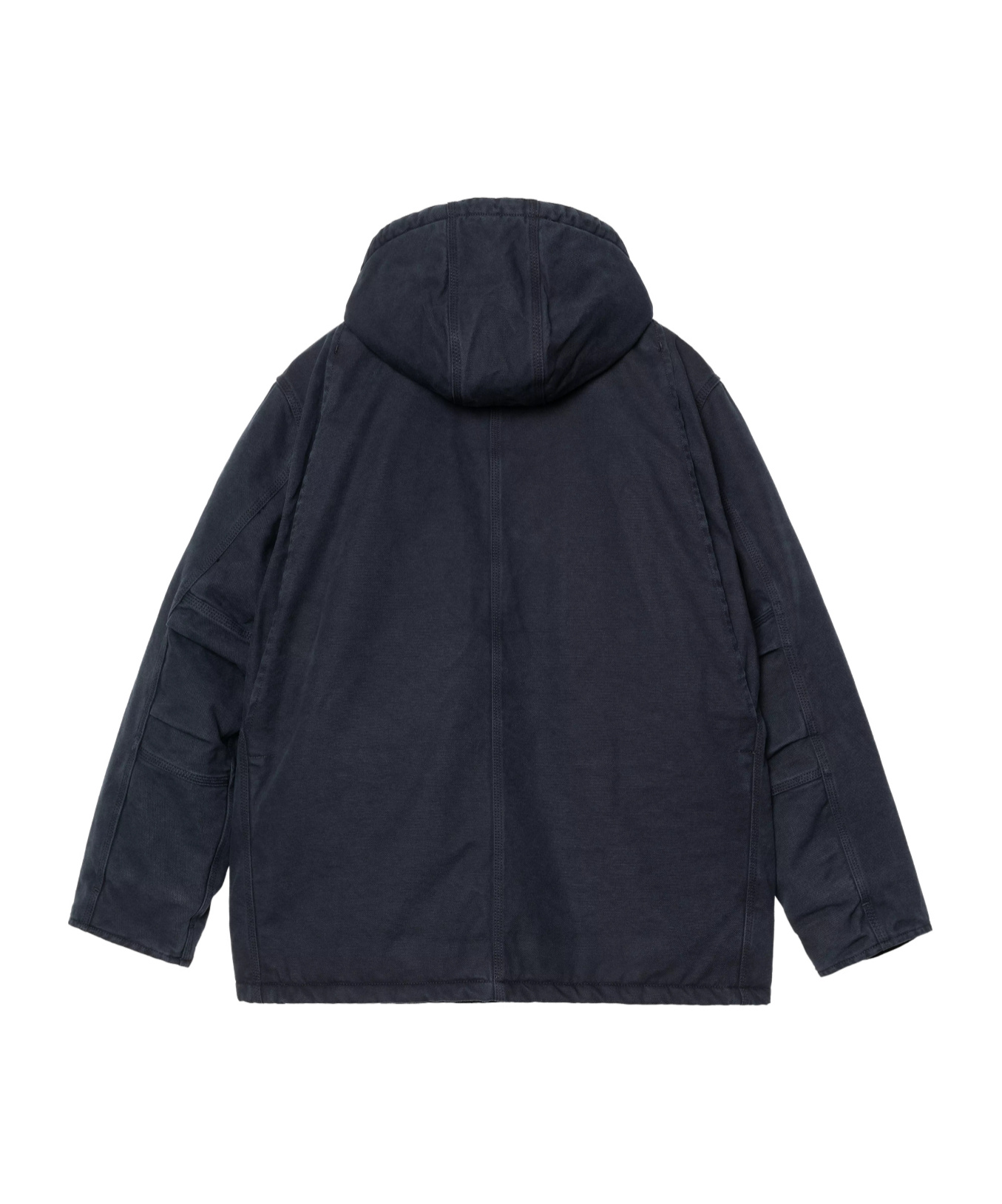 Carhartt Navy Blue Corduroy Collar Logo Jacket In Black
