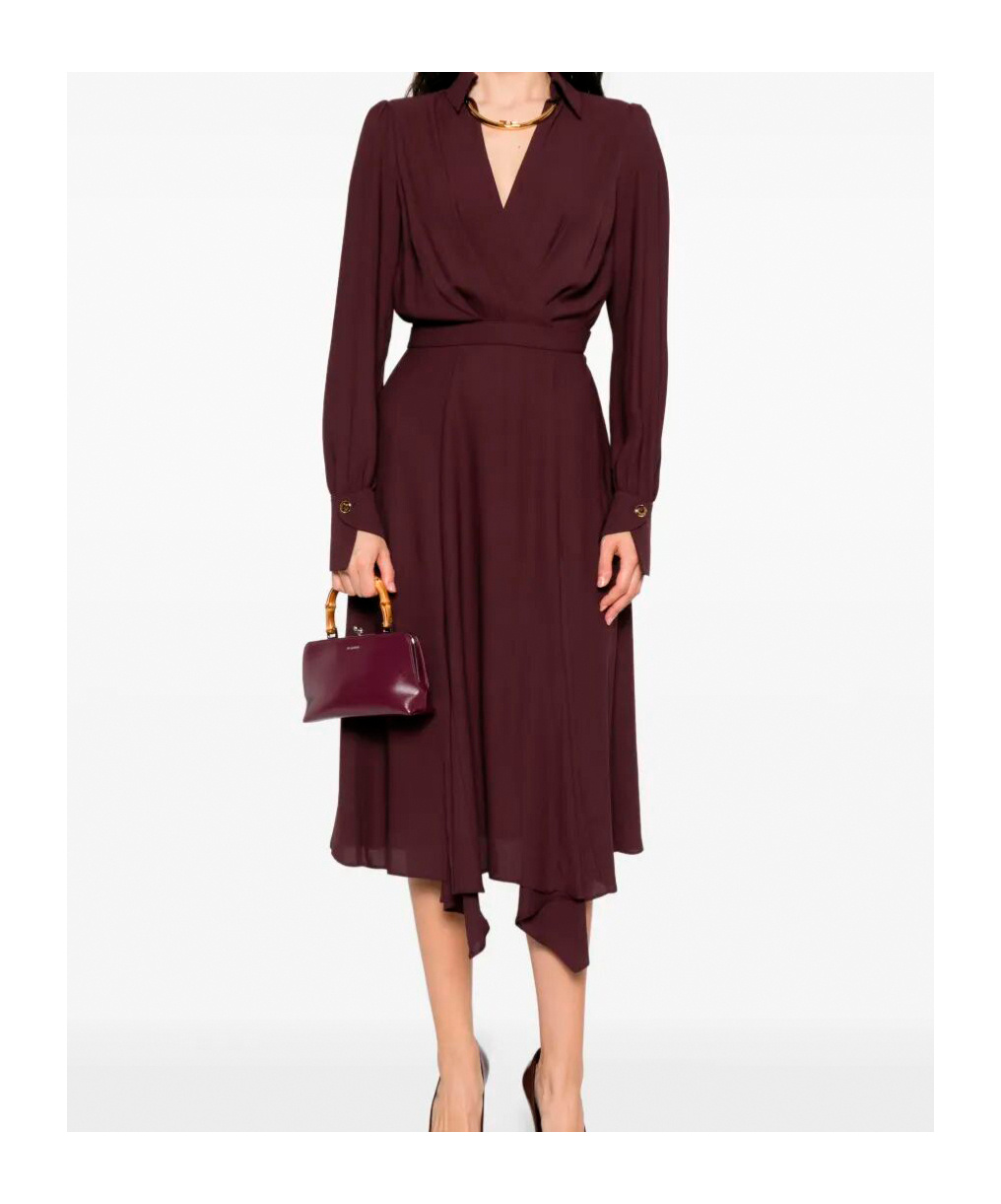 Elisabetta Franchi Wrap-design Flared Dress In Burgundy