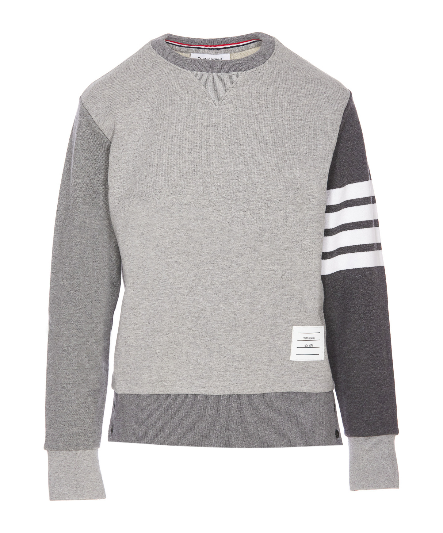 Thom Browne 4-bar Loopback Crew Neck Sweatshirt In Gray