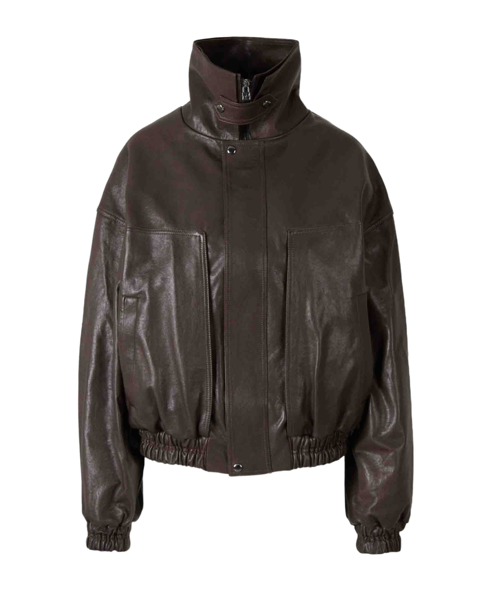 Magda Butrym High-neck Elastic-cuff Leather Jacket In Multi
